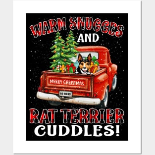 Warm Snuggles And Rat Terrier Cuddles Truck Tree Christmas Gift Posters and Art